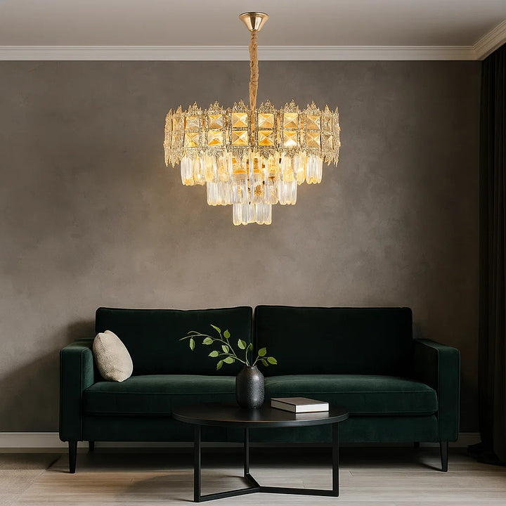 Candelabru auriu 70065-400 GD cu 5 socluri E27, stil modern pentru spații elegante