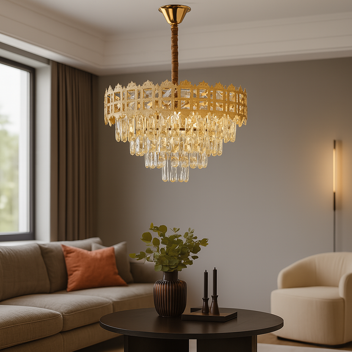 Candelabru auriu 70065-500 GD cu 8 socluri E27 – Design modern pentru spații elegante