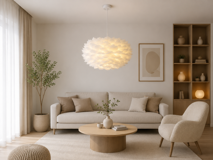 Pendul   modern PJA01 – alb, înălțime 120 cm, fără telecomandă