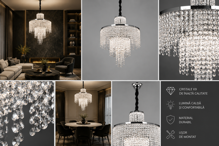 Candelabru LED Silver Cristal CU TELECOMANDĂ 2965/500