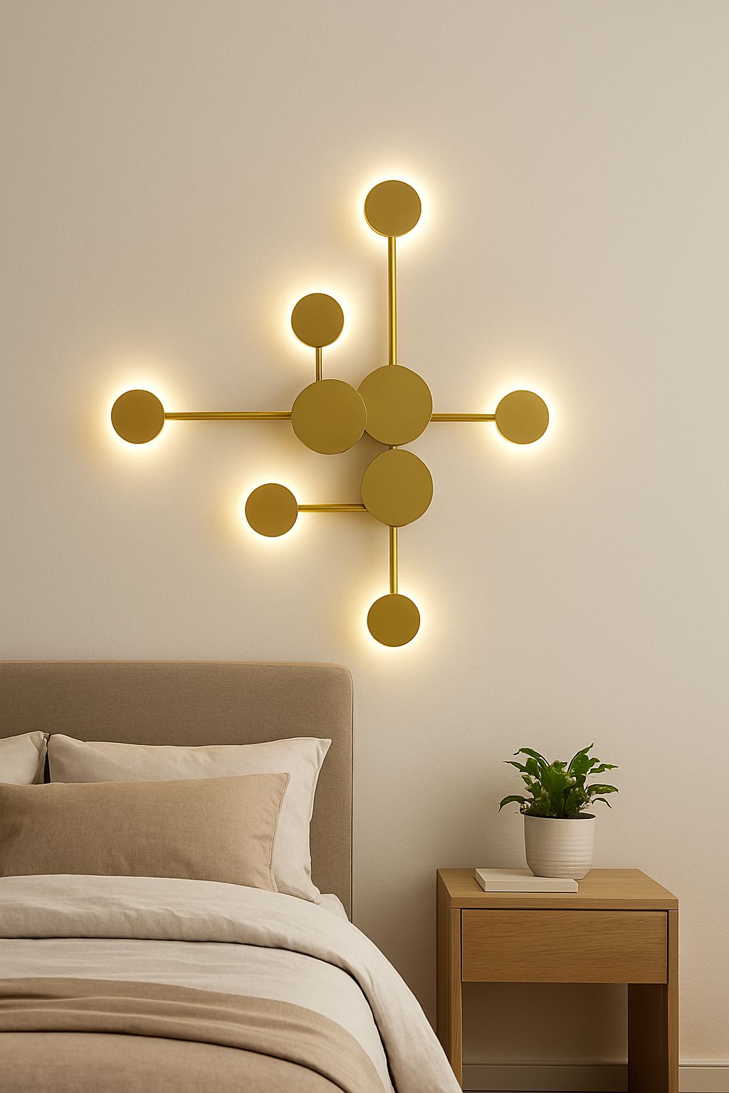 Aplica de perete LED aurie, design geometric, 36×2W, 860×770×40 mm, L71086/3+3