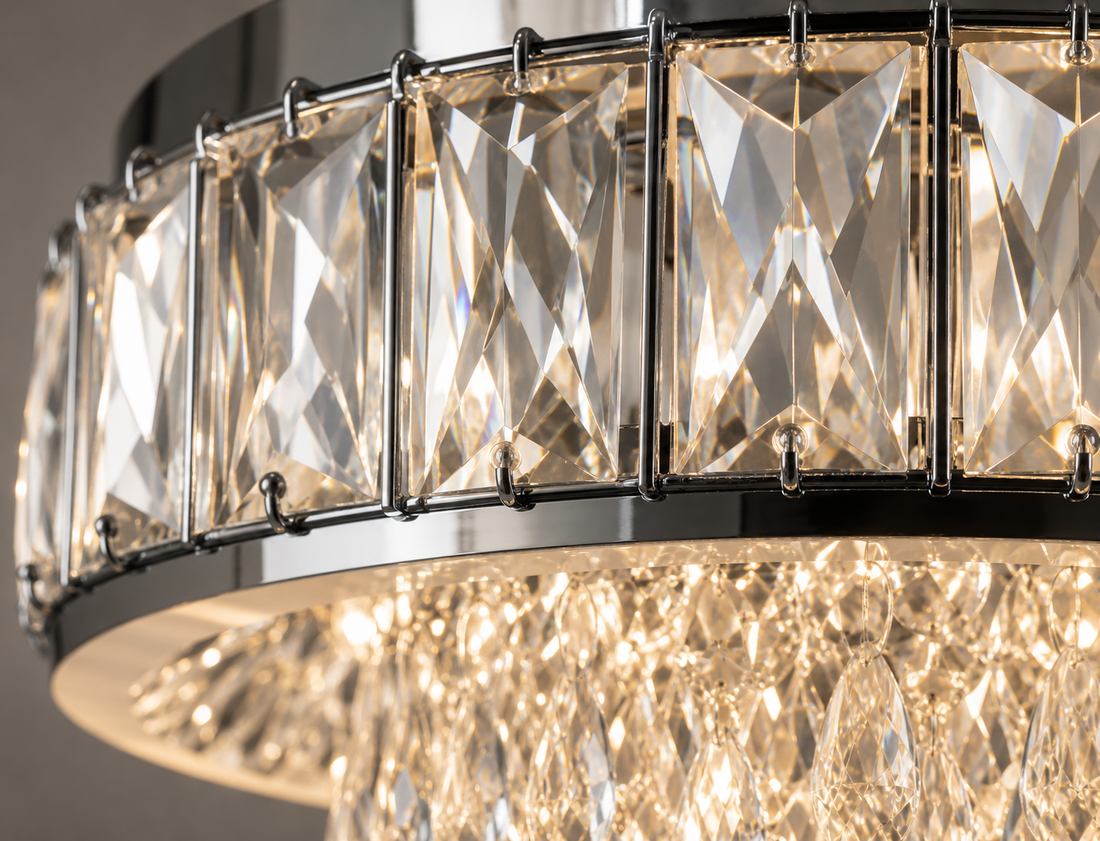 Candelabru LED Ø300 cu Cristale și Telecomandă, Model 2961-300