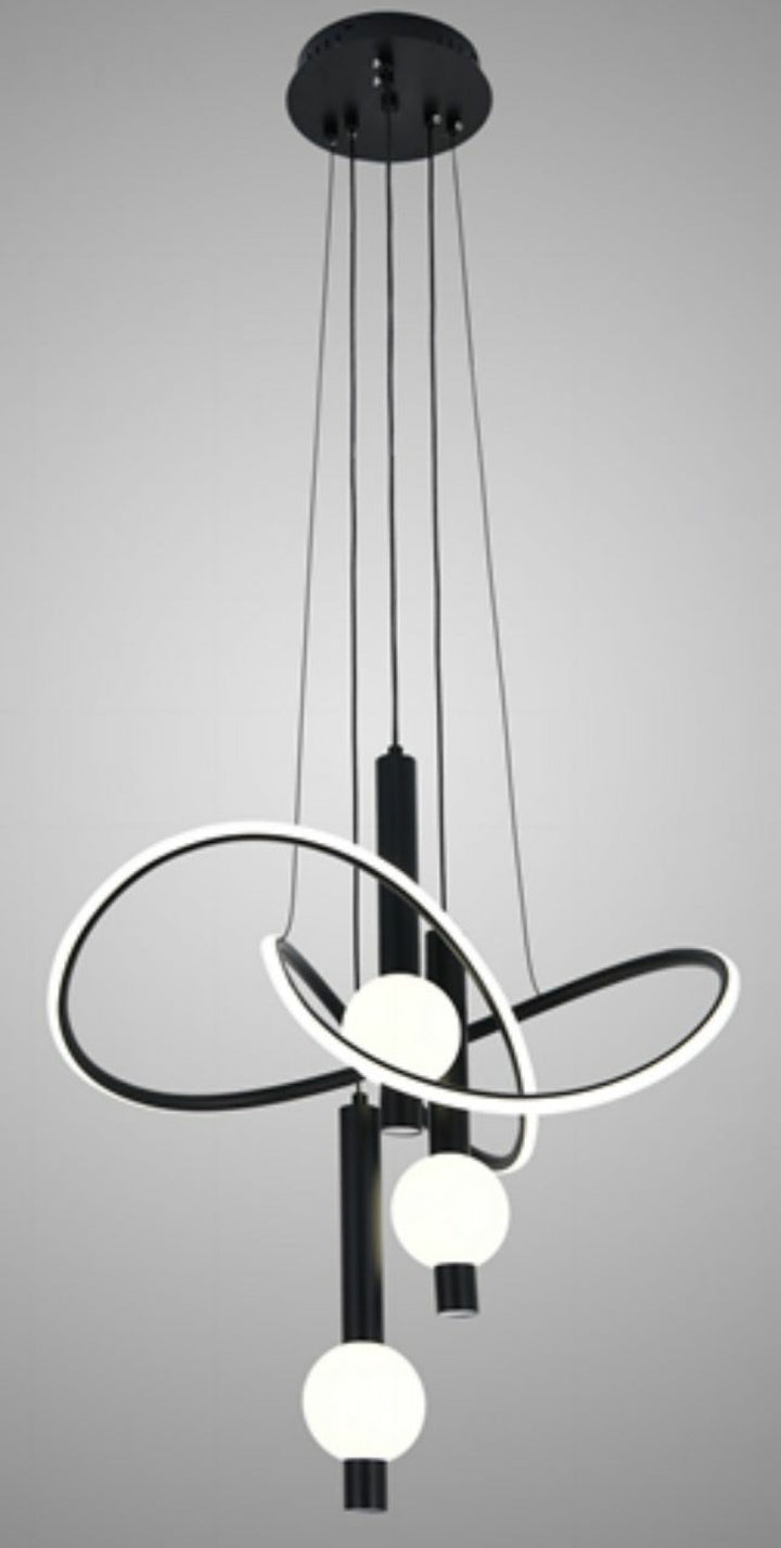 Lustra LED Modernă Neagră – Model L72013/3+1BK cu Telecomandă și Lumină Reglabilă