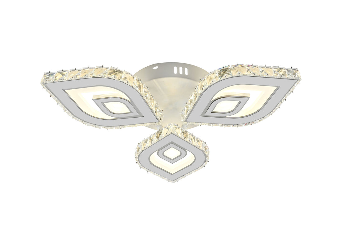 Lustra LED cristale L7273/3 albă 84W, Ø490×H80 mm, lumină 3000–6500K, cu telecomandă