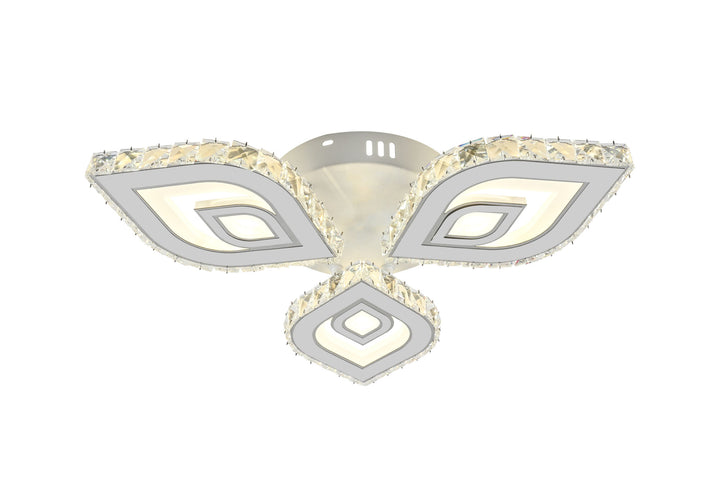 Lustra LED cristale L7273/3 albă 84W, Ø490×H80 mm, lumină 3000–6500K, cu telecomandă