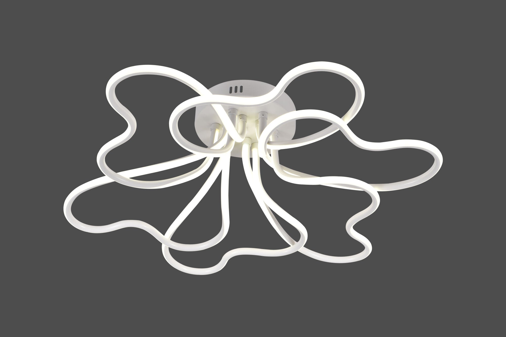 Lustra LED cu design floral fluid, 240W, Ø720×H170 mm, lumină reglabilă 3000K–6500K, telecomandă inclusă