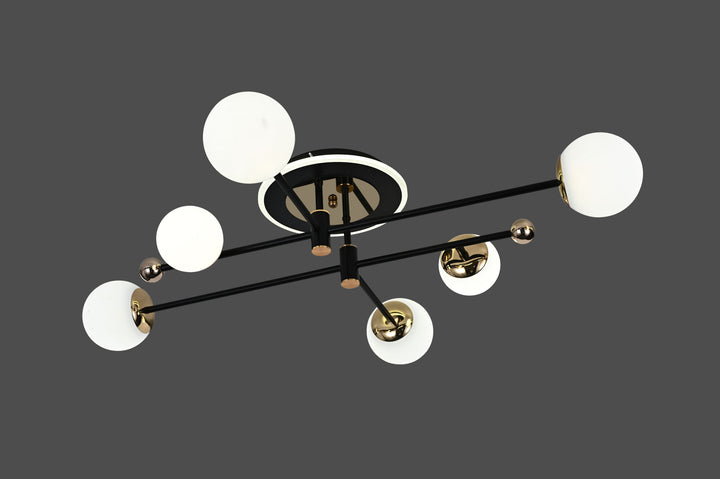 Lustră LED modernă negru & auriu 78W, lumina reglabilă – L73043/6BK+FGD