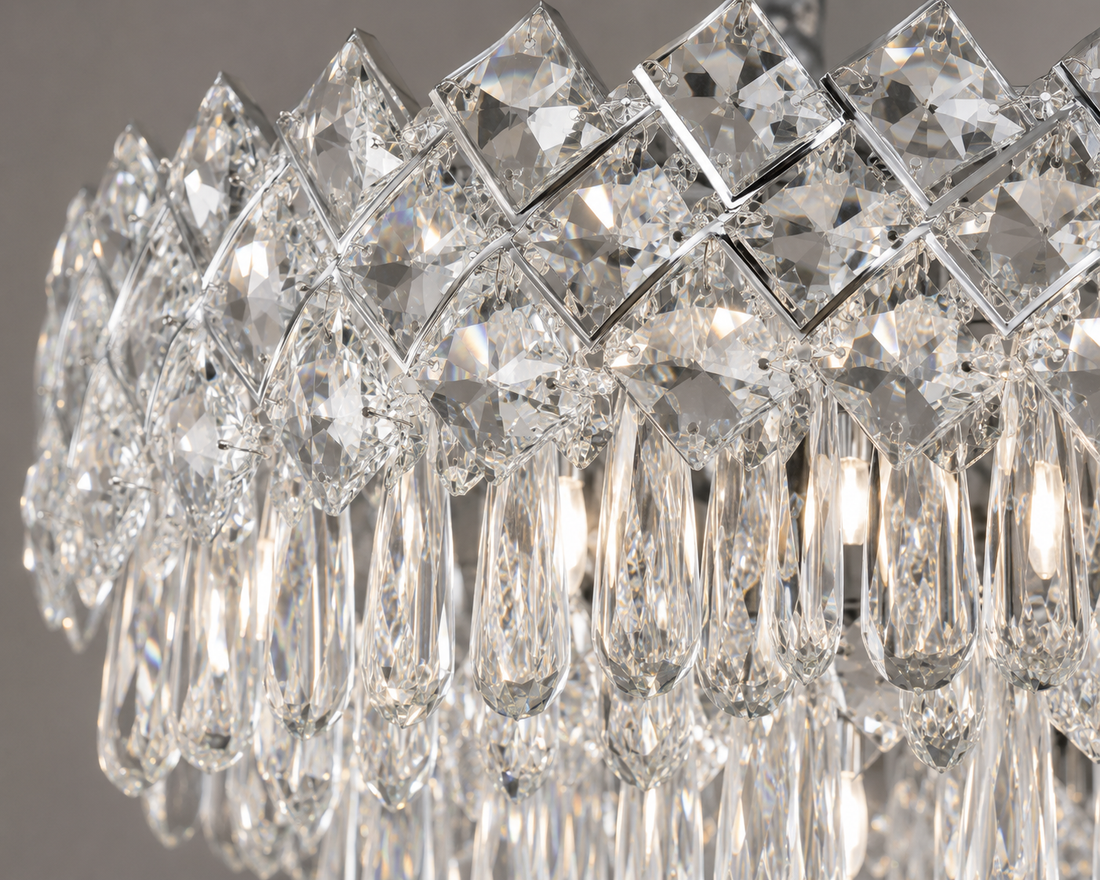 Candelabru Lux Cristale – 8650/400 | Ø40 cm, 5x E27, Design în cascadă