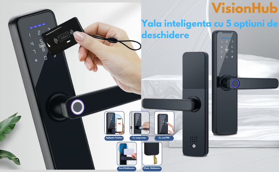 Incuietoare inteligenta Neumann NovaLock – Deblocare cu amprentă, PIN, card, cheie și aplicație Tuya