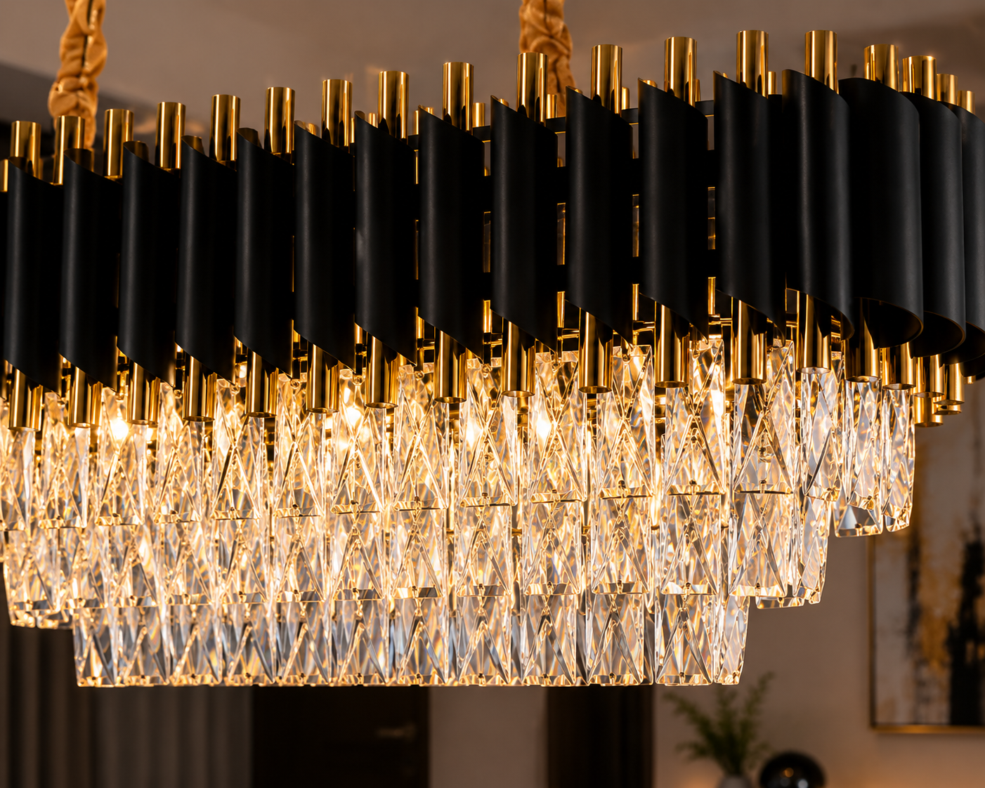 Candelabru rectangular cu cristale 9001, 8 × 60W