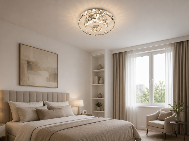 Aplica LED Cristal Moderna , 46W, 3 Trepte de Lumina, Ø25cm, Alb Rece-Cald
