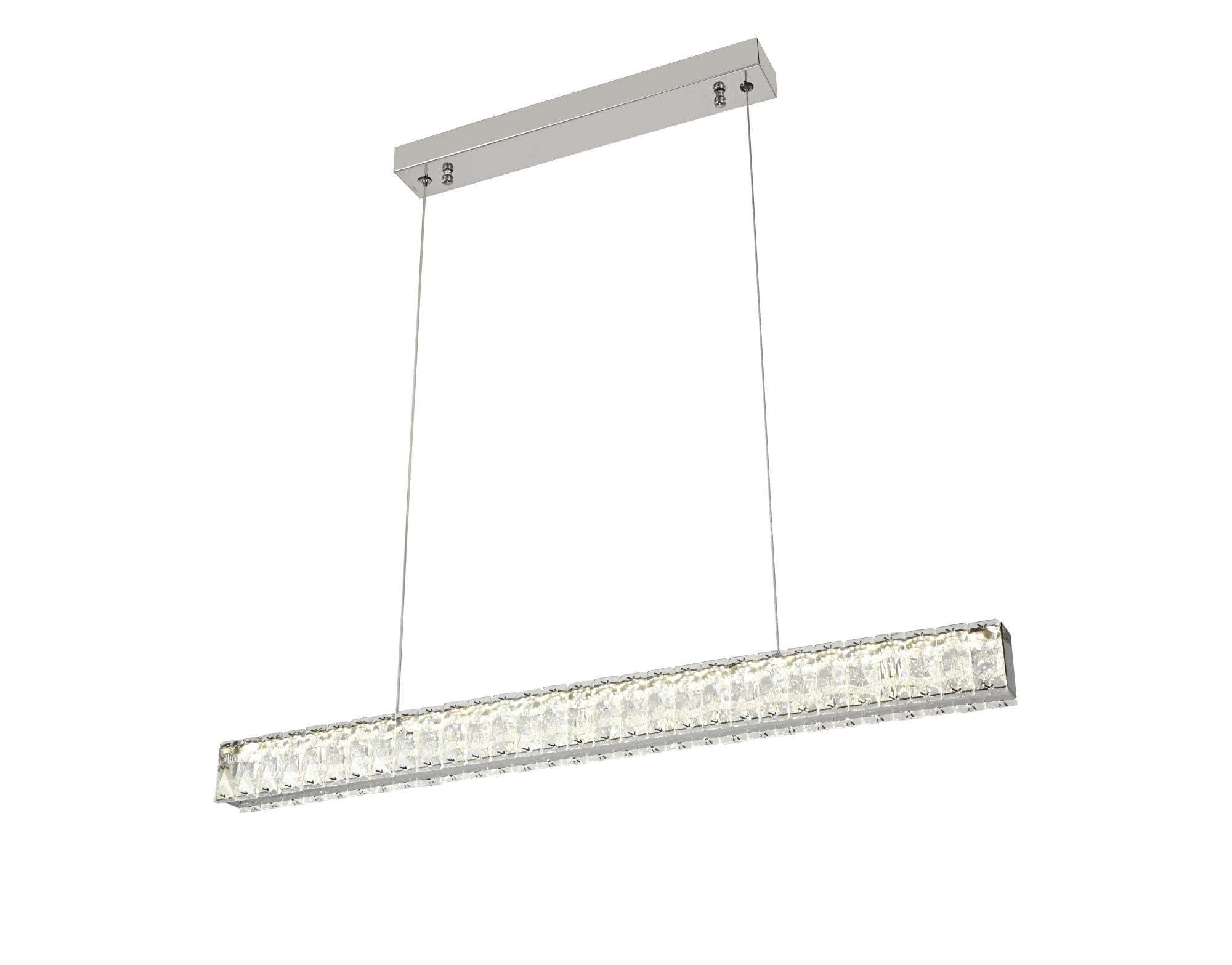 Pendul LED suspendat cu cristale, 56W, 800×55×1500 mm, lumina reglabila 3000K–6500K, telecomandă inclusă
