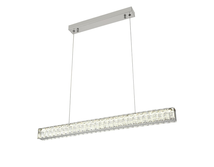 Pendul LED suspendat cu cristale, 56W, 800×55×1500 mm, lumina reglabila 3000K–6500K, telecomandă inclusă