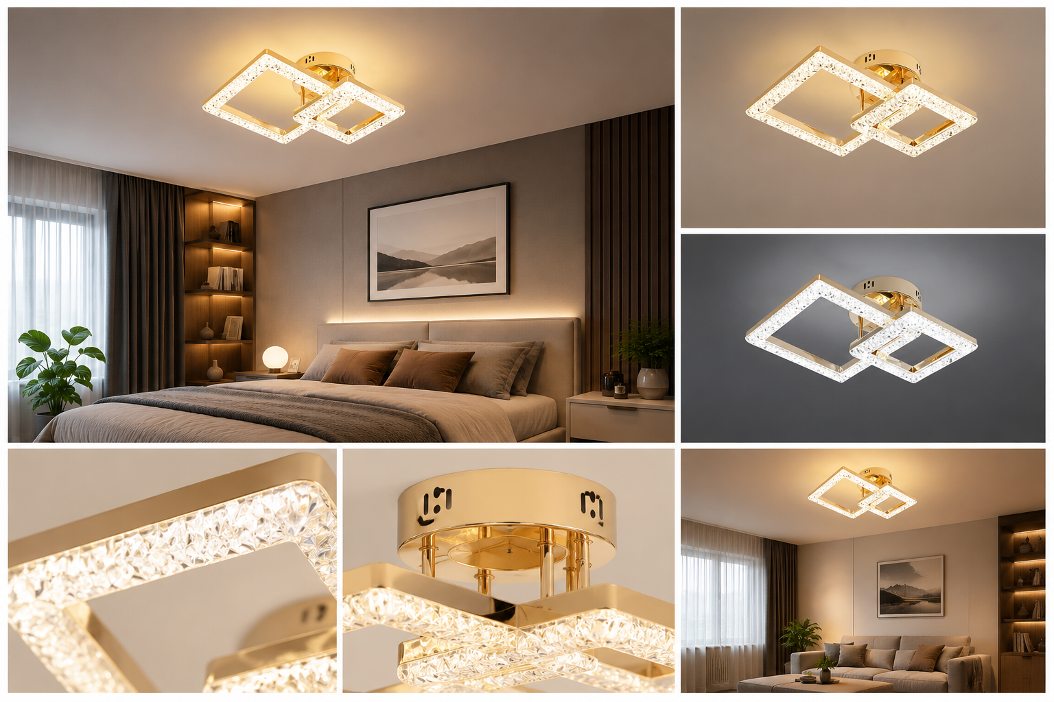 Lustra LED modernă T8001/1+1 – 80W, 3300K-6500K, cu telecomandă, design rectangular