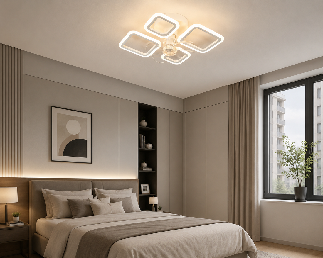 Lustra LED cu  Ventilator cu telecomanda – 72W, 640×495×125 mm, Alb, 3000–6500K 26251/2+2