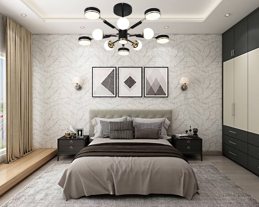 Lustra LED L77108-5+5+1BK+FGD, 130W, telecomandă, lumină reglabilă 3000K-6500K