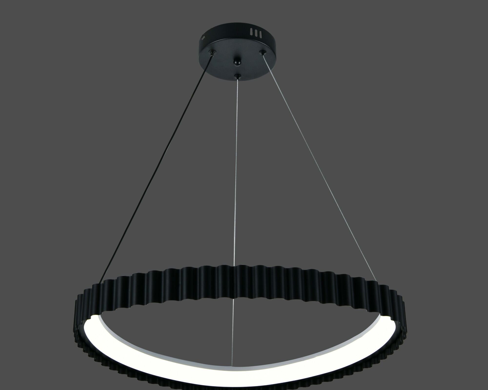 Pendul LED suspendat negru cu design ondulat si telecomandă – lumină reglabilă 3000–6500K – 66W – L77260/530 MB