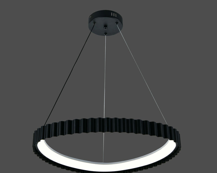 Pendul LED suspendat negru cu design ondulat si telecomandă – lumină reglabilă 3000–6500K – 66W – L77260/530 MB