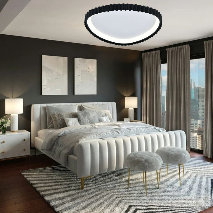 Plafoniera LED neagra cu design ondulat și telecomandă – lumină reglabilă 3000–6500K – 66W – L77260/530A1 MB