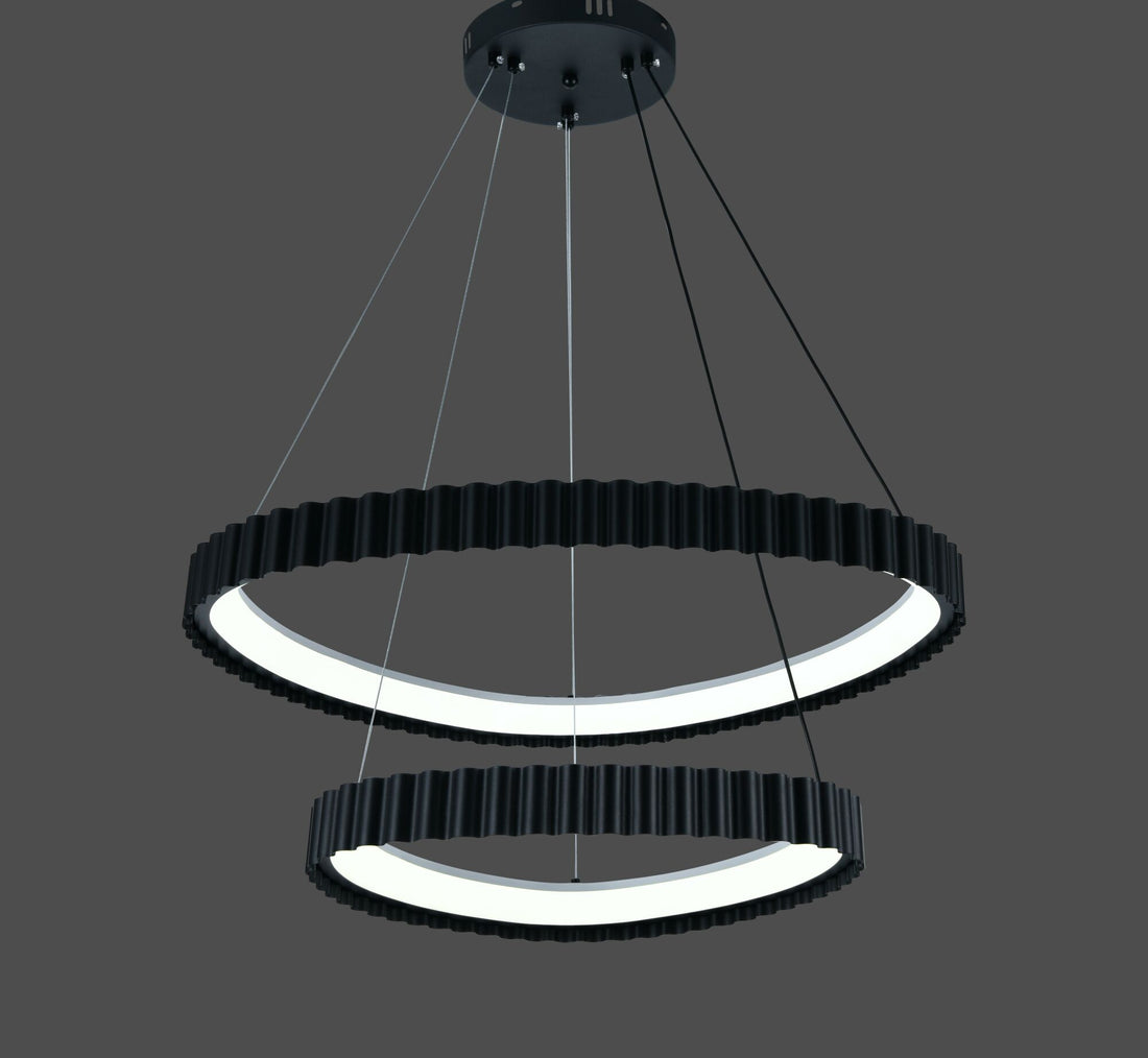 Pendul LED dubla negru suspendat cu telecomanda – design ondulat modern – 132W – L77260/630+430 MB