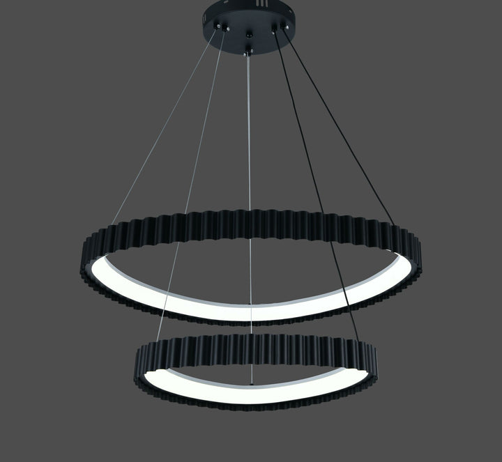 Pendul LED dubla negru suspendat cu telecomanda – design ondulat modern – 132W – L77260/630+430 MB