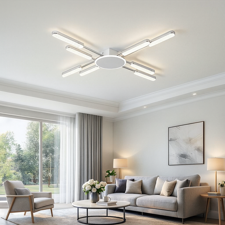 Lustra LED moderna, D842×H70 mm, 66×2W, telecomanda, L77263/8T WH+CR