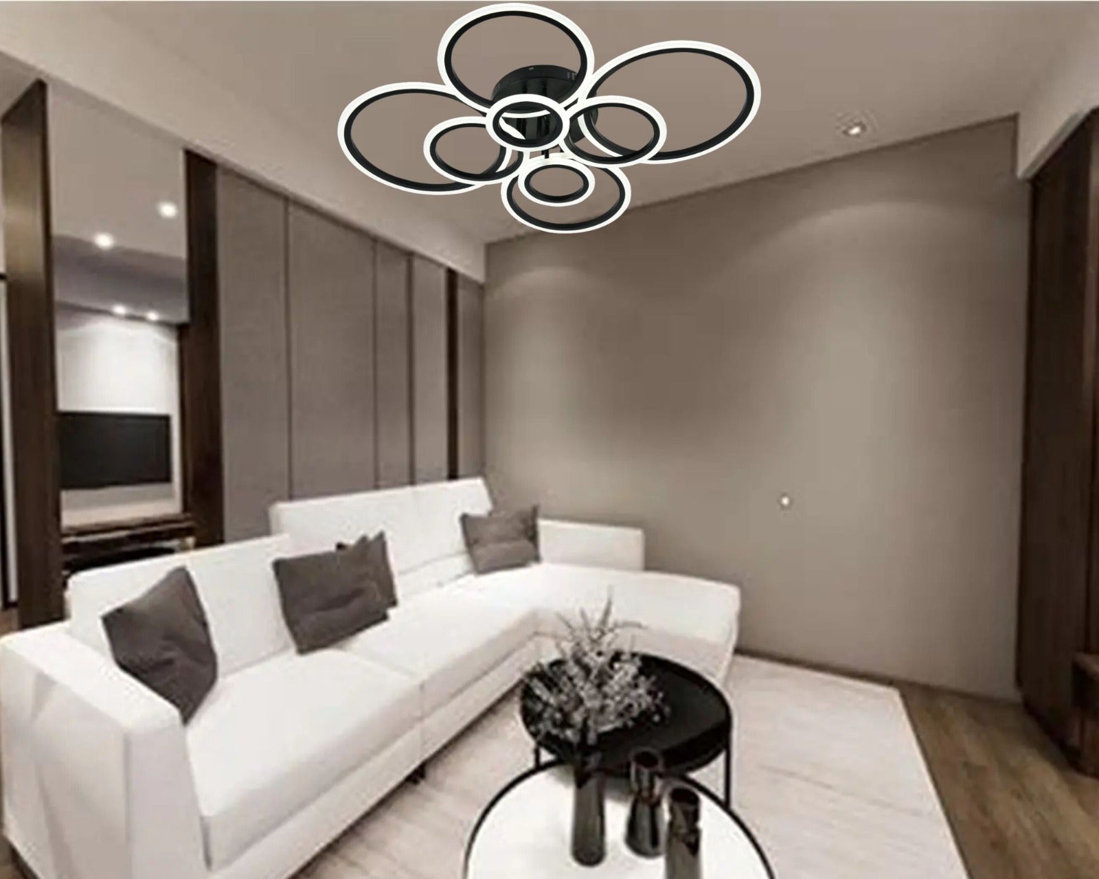 Lustra LED moderna, 180W, lumină reglabilă 3000–6500K, cu telecomanda, L7728/4+4 BK