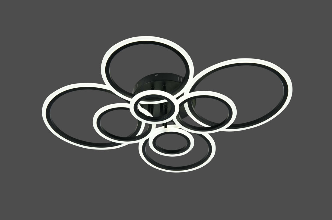 Lustra LED moderna, 180W, lumină reglabilă 3000–6500K, cu telecomanda, L7728/4+4 BK