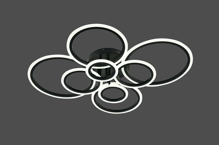 Lustra LED moderna, 180W, lumină reglabilă 3000–6500K, cu telecomanda, L7728/4+4 BK