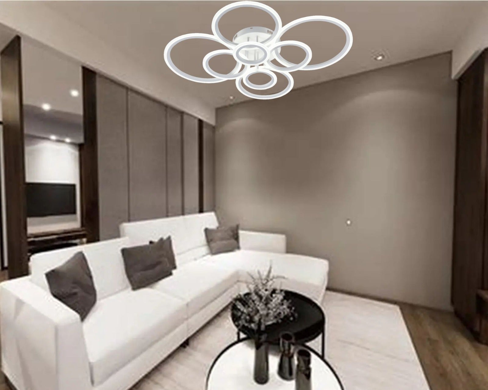 Lustra LED moderna, 180W, lumină reglabilă 3000–6500K, cu telecomanda, L7728/4+4WH