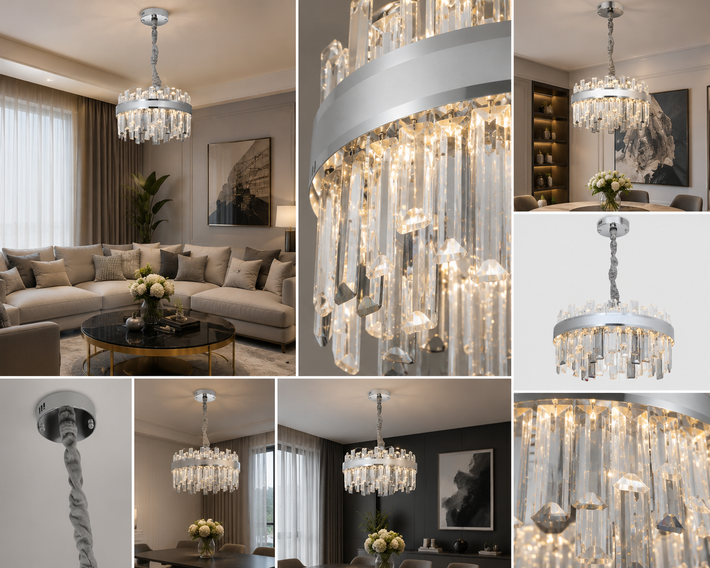 Candelabru LED, 92 W, Ø ≈ 400 mm, temperatură reglabila 2800–6500 K – model 8652/400 CR