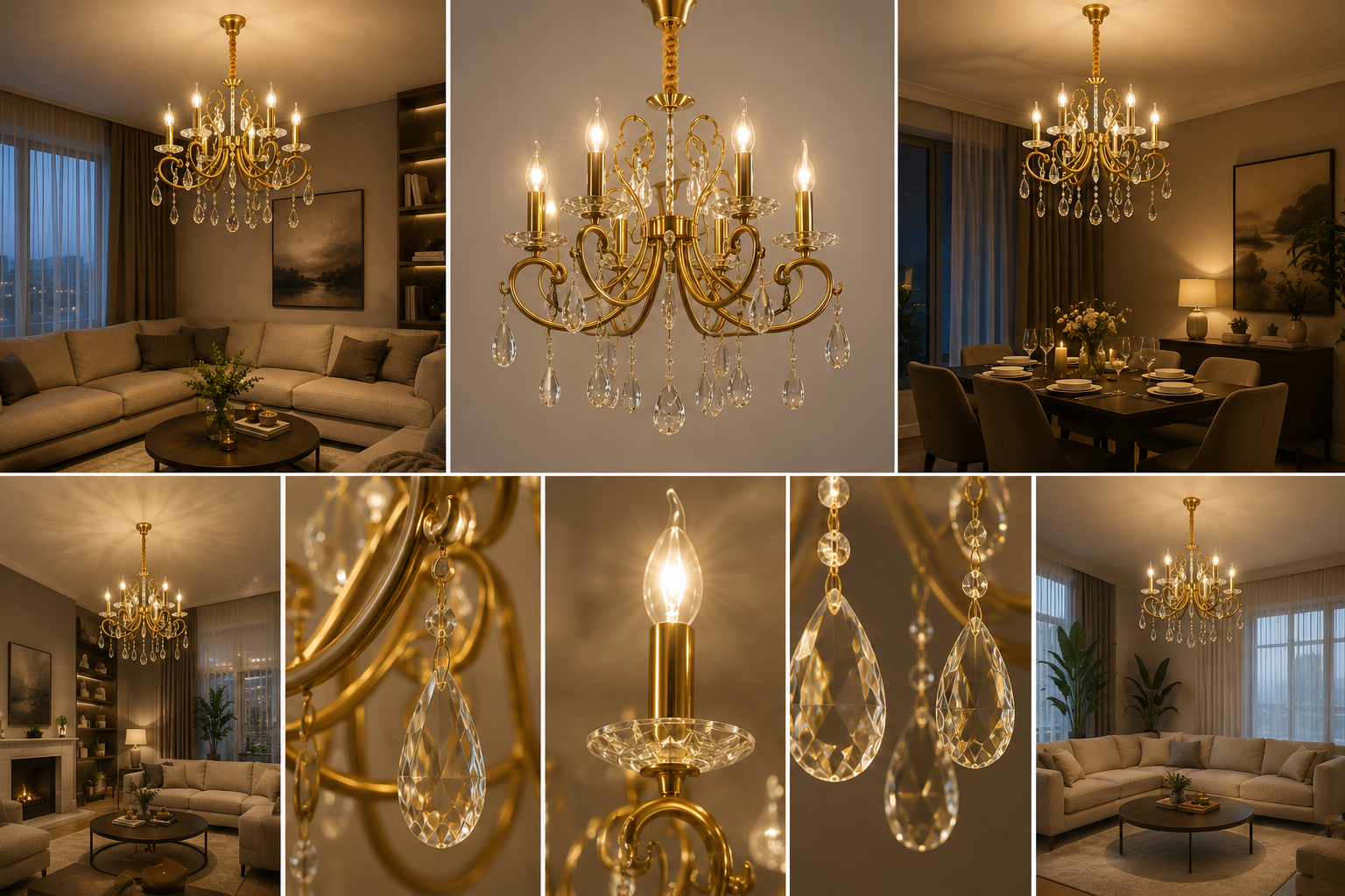 Candelabru Elegant, model 7928-5 Copper – Design Retro cu Cristale