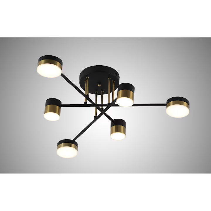 Lustra LED L7815/6BK+FGD – 72W, Design Elegant cu Finisaj Negru & Auriu