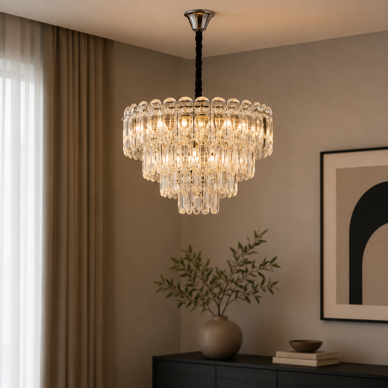 Candelabru auriu 7058-500 GD cu 8 socluri E27, stil decorativ modern