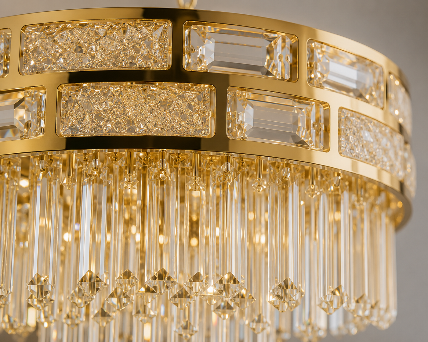 Candelabru Auriu Cristal 12 Becuri E27, Ø600 mm, Design Modern Elegant, Fara Telecomanda