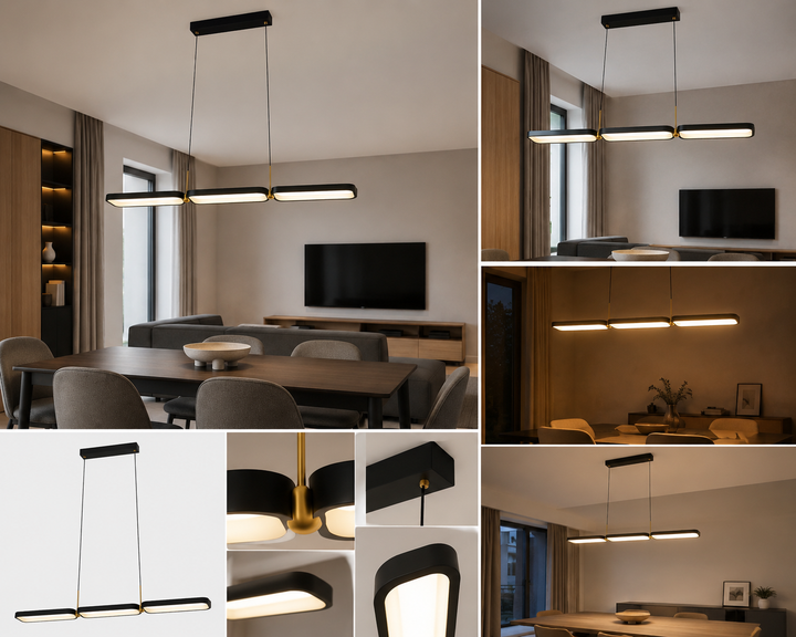 Pendul LED modern cu telecomandă, 80 W, 920×120 mm, înălțime reglabilă până la 1200 mm, temperatură reglabilă 2800–6500 K – model 8739/90
