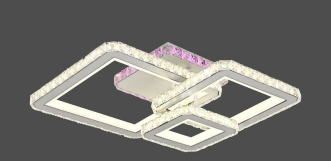 Lustra LED cu design patrat modern, finisaj negru si crom – L7965/3CZ BK+CR