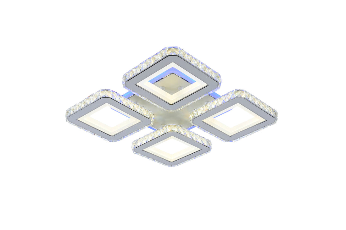 Lustra LED cu design geometric patrat, alb si crom – L7965/4CZ WH+CR