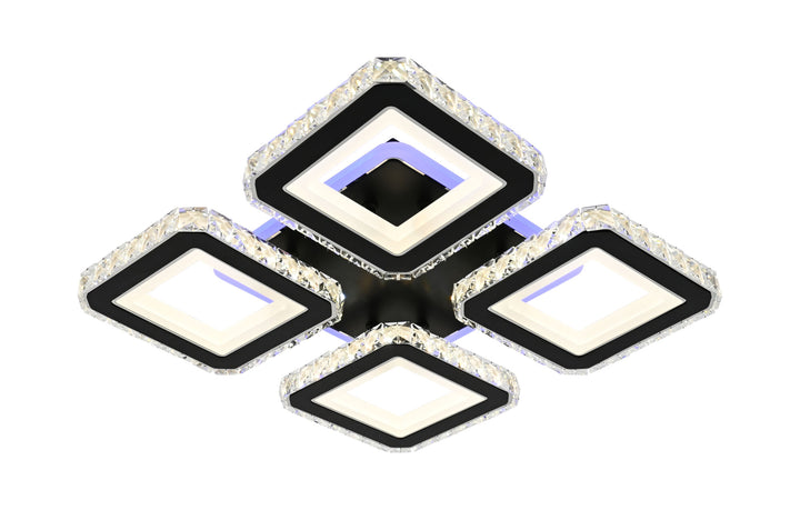 Lustra LED cu design geometric patrat, negru si crom – L7965/4CZ BK+CR