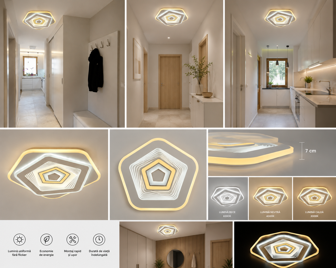 Plafonieră LED L7660/400WH+CR – 104W, Cu Cristale, Lumină Reglabilă