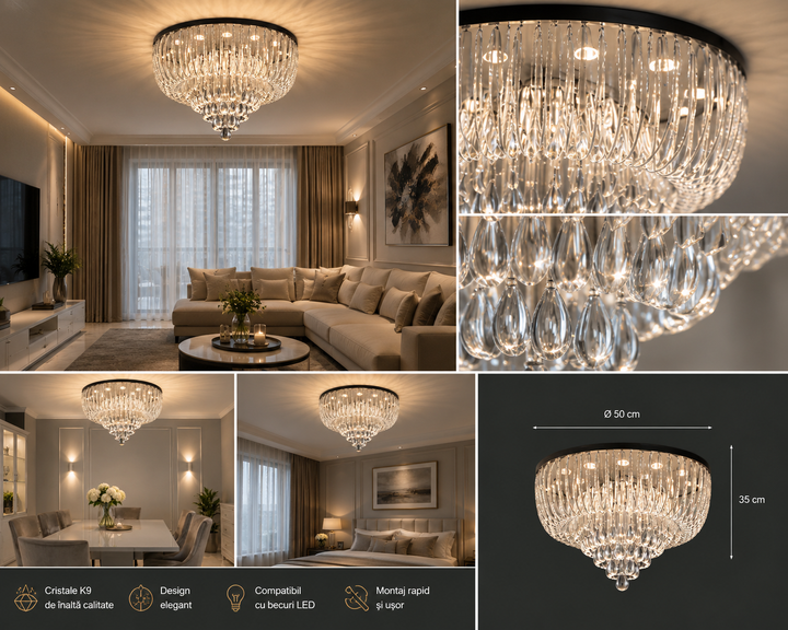 Candelabru LED patrat 45W, 4000K, 9 surse de lumina 6049/9