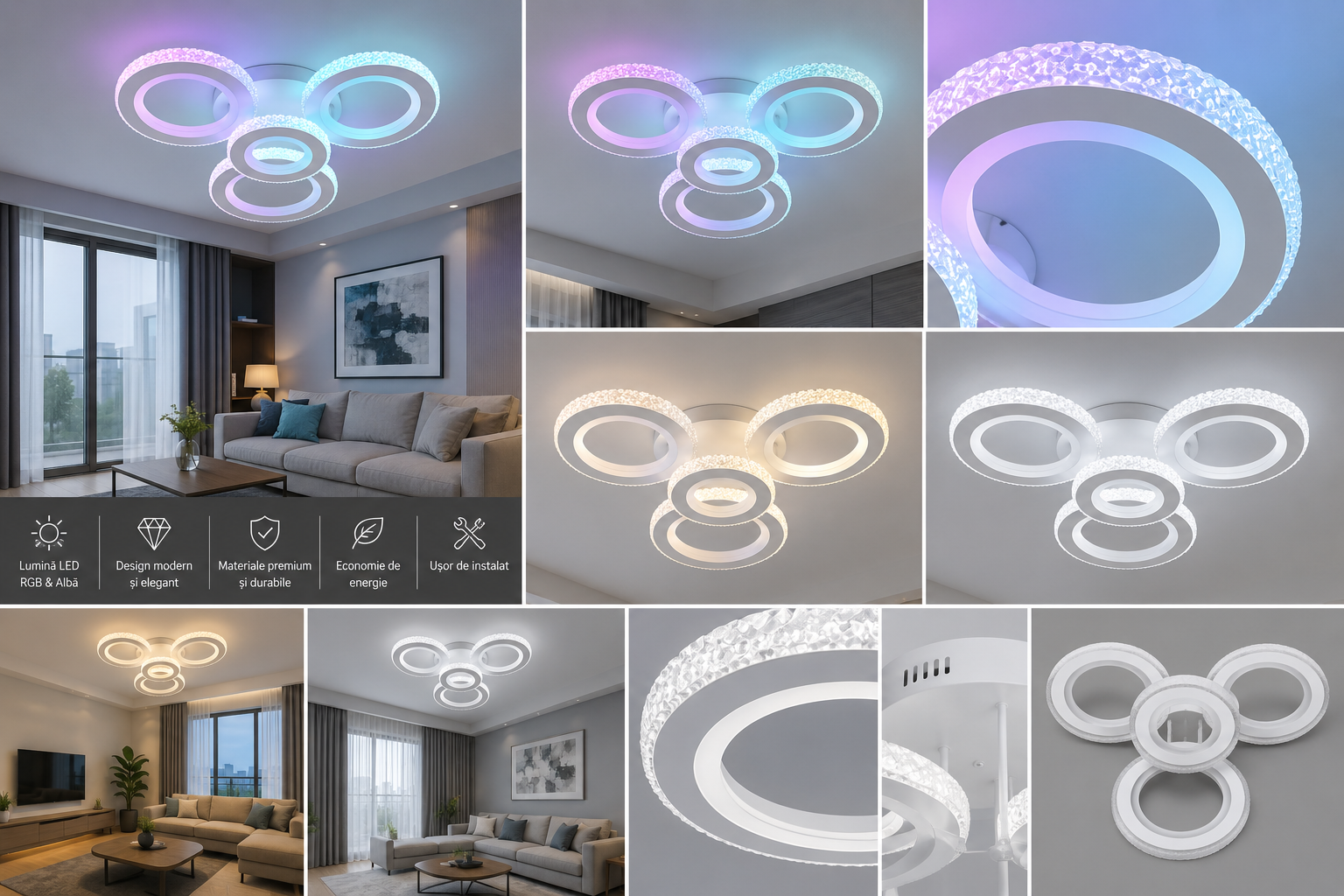 Lustra LED cu design modern si telecomanda, model 26063/3+1C WH