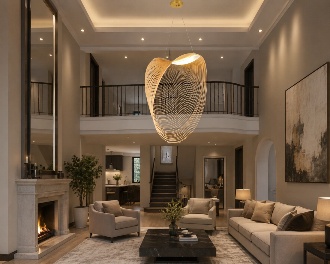 Pendul LED design artistic, formă sculpturală aurie – 9562/800