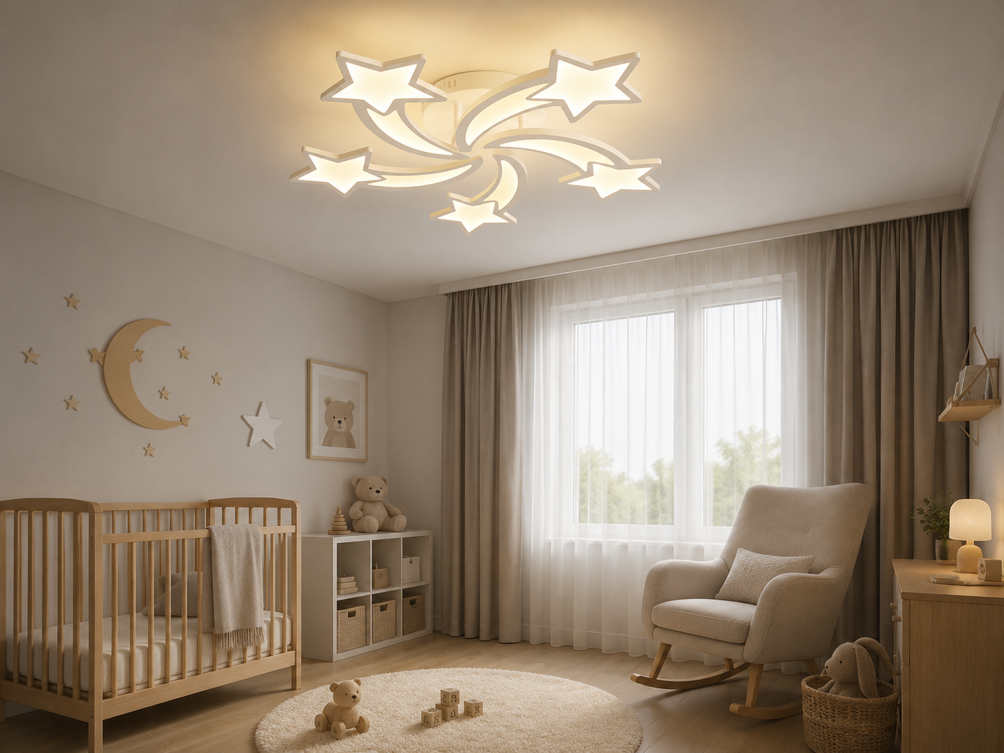 Lustra LED cu telecomanda, 2x55W, lumină reglabilă 3000K–6500K, Ø800×H80 mm, finisaj alb modern