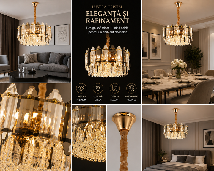 Candelabru elegant cu 9 brațe, soclu E27, finisaj clasic – model 20564/500FG