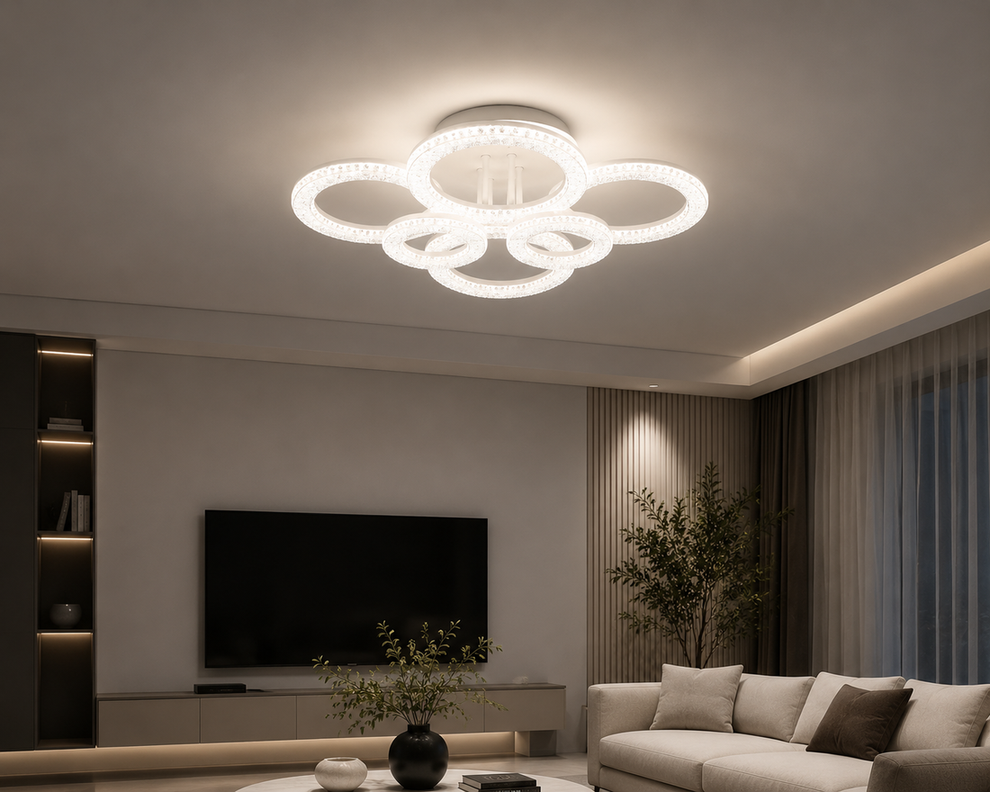Lustra LED L7277/4+2 168W, dimensiune 708×575×160 mm, lumină reglabilă 3000–6500K, cu telecomandă