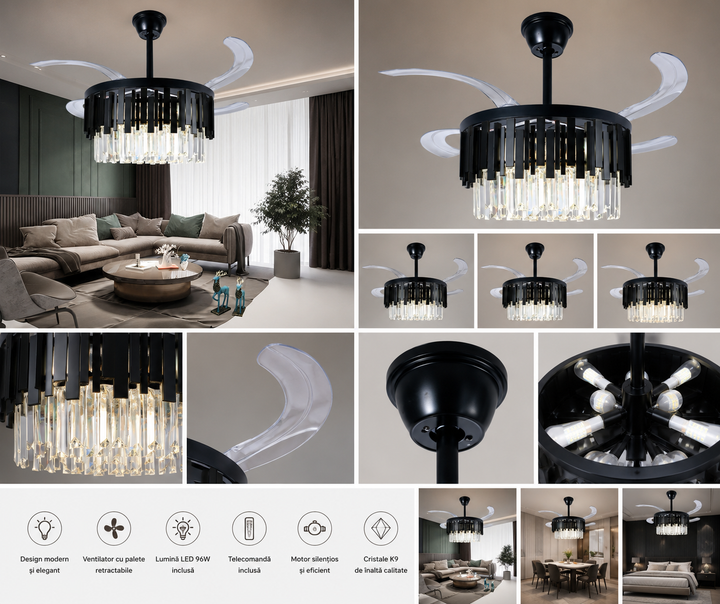 Candelabru cu Ventilator LED 96W –  F3211/500 BK
