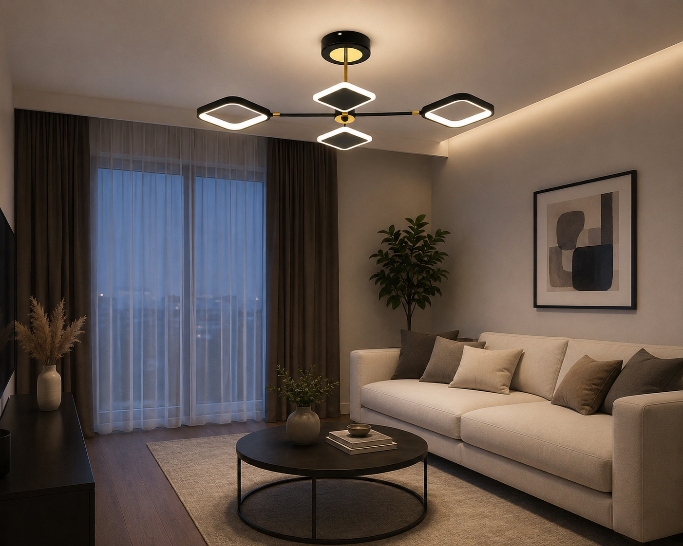 Lustra LED cu telecomandă, 2 × 30 W, 890 × 520 mm, temperatură reglabilă 2800–6500 K – model SX8720B/4