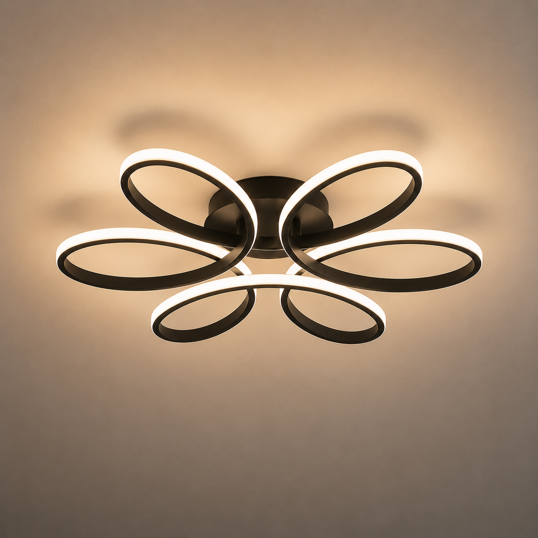 Lustra LED Modernă 120W cu Telecomandă, Temperatură Reglabilă 2800K–6500K, Design Floral Negru – Model 809 BK