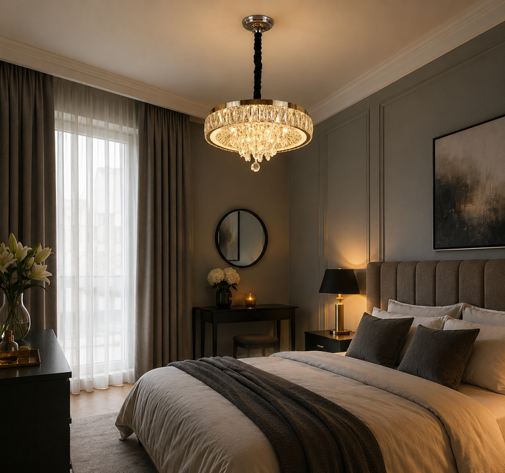 Candelabru LED Ø400 cu Cristale și Telecomanda, Model 2961-400
